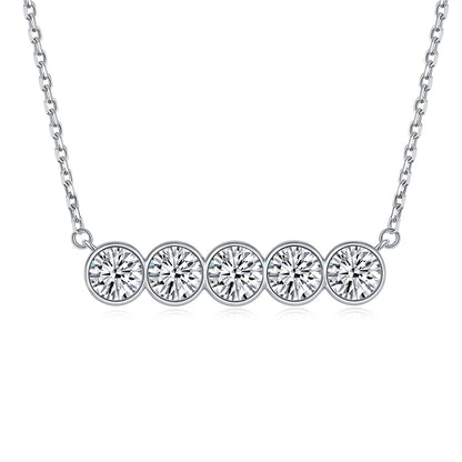 925 Sterling Silver Round Pavé Zircon Pendant Necklace - Minimalist Collarbone Chain