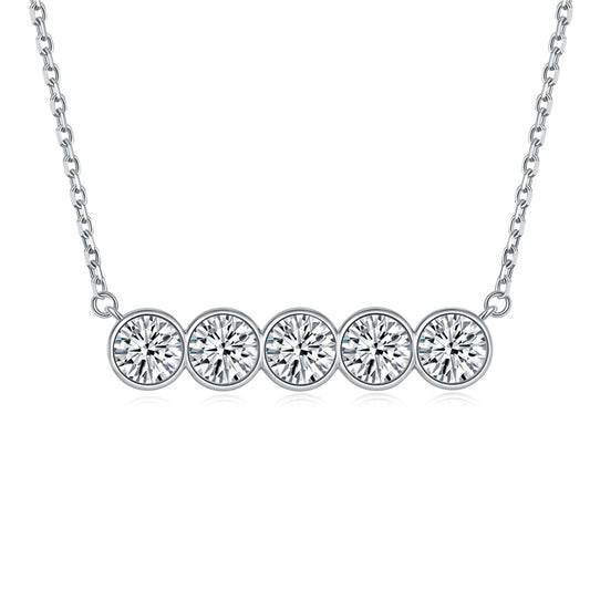 925 Sterling Silver Round Pavé Zircon Pendant Necklace - Minimalist Collarbone Chain