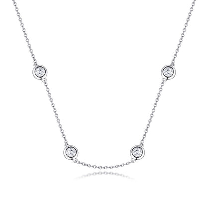 925 Sterling Silver Round Pendant Necklace - Korean Style Short Collarbone Chain