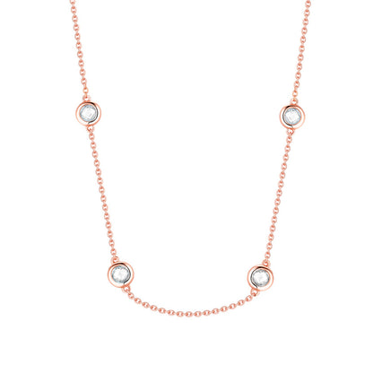 925 Sterling Silver Round Pendant Necklace - Korean Style Short Collarbone Chain