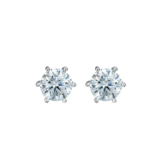 925 Sterling Silver Round Stud Earrings - 0.5ct & 1ct Diamond Simulant Options, Minimalist Everyday Jewelry for Women
