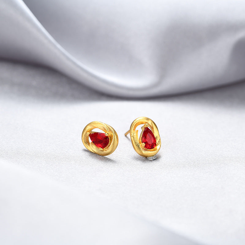 925 Sterling Silver Round Stud Earrings - Electroplated Korean Style Geometric Earrings with Plastic Stoppers
