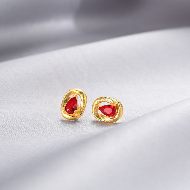 925 Sterling Silver Round Stud Earrings - Electroplated Korean Style Geometric Earrings with Plastic Stoppers