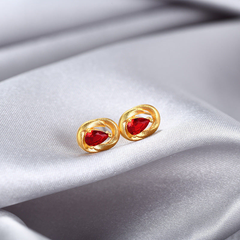 925 Sterling Silver Round Stud Earrings - Electroplated Korean Style Geometric Earrings with Plastic Stoppers