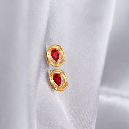 925 Sterling Silver Round Stud Earrings - Electroplated Korean Style Geometric Earrings with Plastic Stoppers