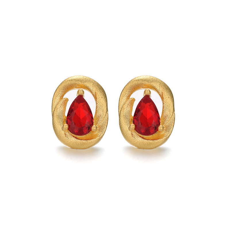 925 Sterling Silver Round Stud Earrings - Electroplated Korean Style Geometric Earrings with Plastic Stoppers
