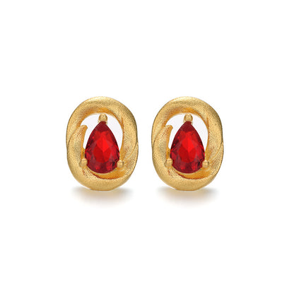 925 Sterling Silver Round Stud Earrings - Electroplated Korean Style Geometric Earrings with Plastic Stoppers