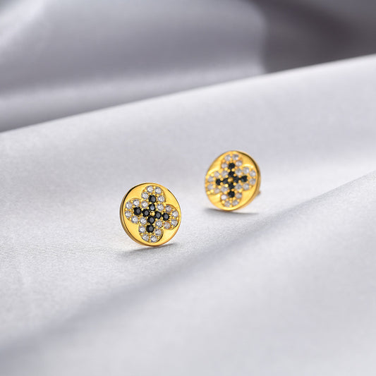 925 Sterling Silver Round Zircon Stud Earrings - Korean Style Minimalist Earrings with Plastic Backs