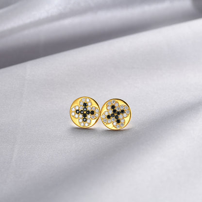 925 Sterling Silver Round Zircon Stud Earrings - Korean Style Minimalist Earrings with Plastic Backs