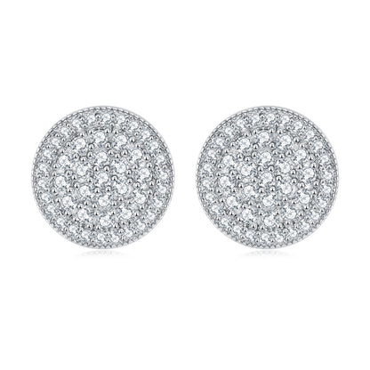 925 Sterling Silver Round Zircon Stud Earrings – Classic & Elegant Everyday Jewelry