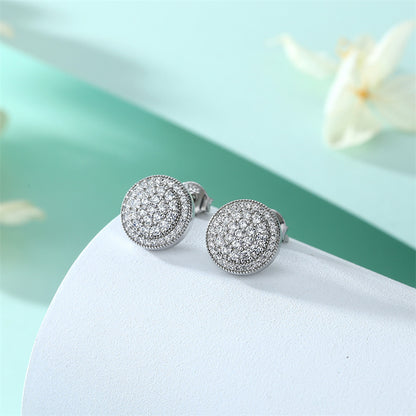 925 Sterling Silver Round Zircon Stud Earrings – Classic & Elegant Everyday Jewelry