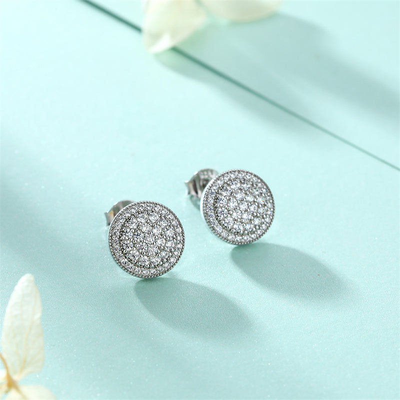 925 Sterling Silver Round Zircon Stud Earrings – Classic & Elegant Everyday Jewelry