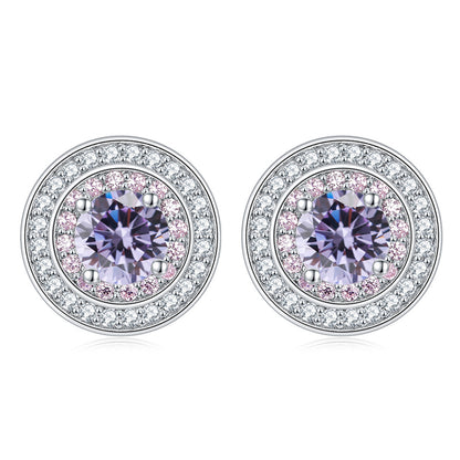 925 Sterling Silver Round Zircon Stud Earrings – Elegant Birthstone Collection