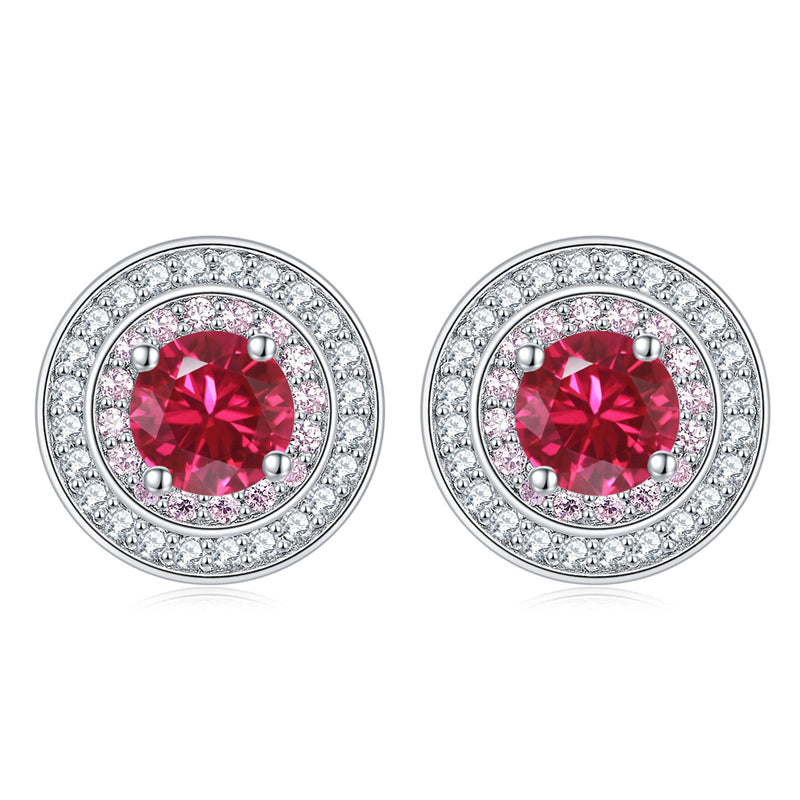925 Sterling Silver Round Zircon Stud Earrings – Elegant Birthstone Collection