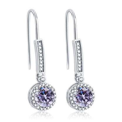 925 Sterling Silver Round Zircon Stud Earrings – Elegant Birthstone Collection in White & Rose Gold