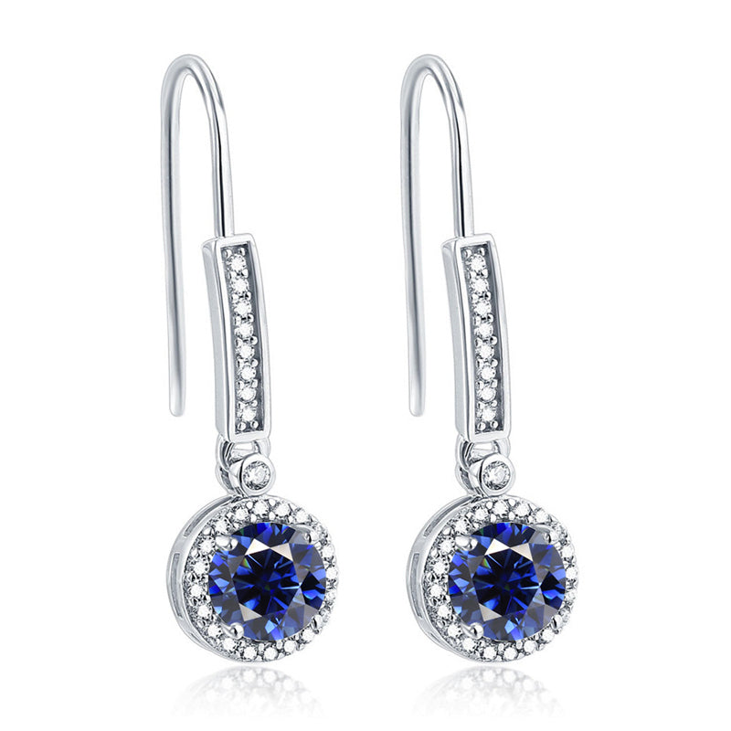 925 Sterling Silver Round Zircon Stud Earrings – Elegant Birthstone Collection in White & Rose Gold