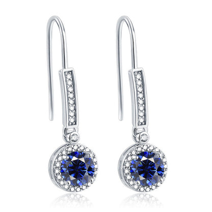 925 Sterling Silver Round Zircon Stud Earrings – Elegant Birthstone Collection in White & Rose Gold