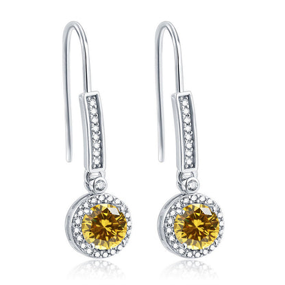 925 Sterling Silver Round Zircon Stud Earrings – Elegant Birthstone Collection in White & Rose Gold