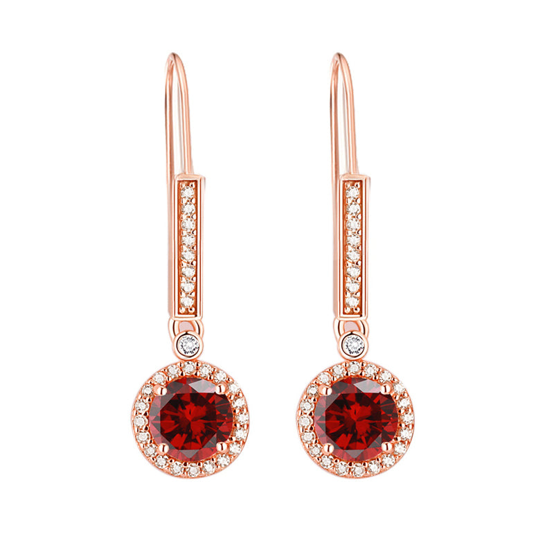 925 Sterling Silver Round Zircon Stud Earrings – Elegant Birthstone Collection in White & Rose Gold