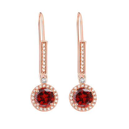 925 Sterling Silver Round Zircon Stud Earrings – Elegant Birthstone Collection in White & Rose Gold