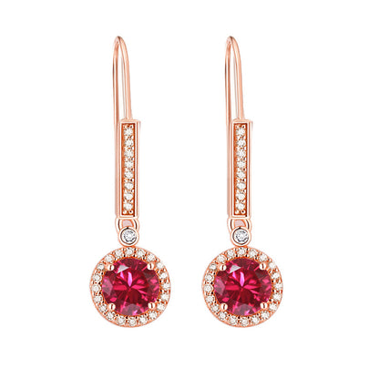 925 Sterling Silver Round Zircon Stud Earrings – Elegant Birthstone Collection in White & Rose Gold