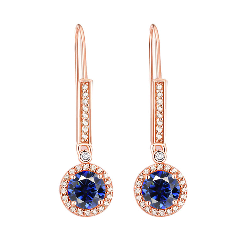 925 Sterling Silver Round Zircon Stud Earrings – Elegant Birthstone Collection in White & Rose Gold