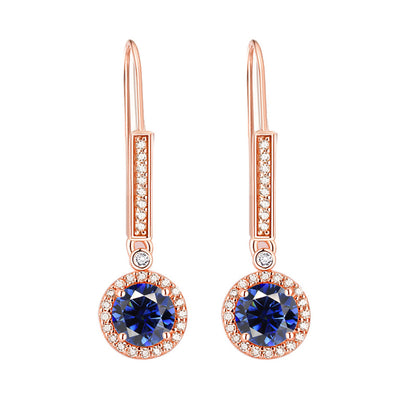 925 Sterling Silver Round Zircon Stud Earrings – Elegant Birthstone Collection in White & Rose Gold