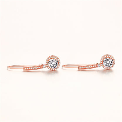 925 Sterling Silver Round Zircon Stud Earrings – Elegant Birthstone Collection in White & Rose Gold