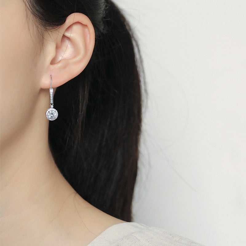 925 Sterling Silver Round Zircon Stud Earrings – Elegant Birthstone Collection in White & Rose Gold
