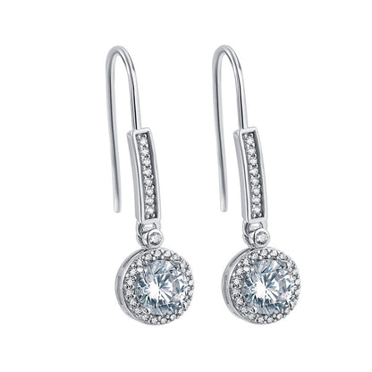 925 Sterling Silver Round Zircon Stud Earrings – Elegant Birthstone Collection in White & Rose Gold