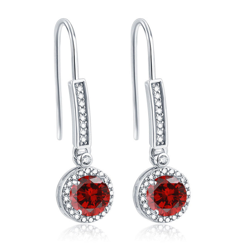 925 Sterling Silver Round Zircon Stud Earrings – Elegant Birthstone Collection in White & Rose Gold