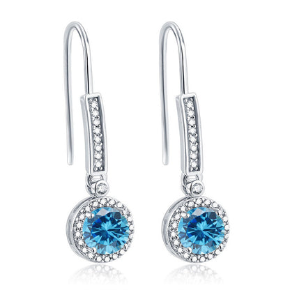 925 Sterling Silver Round Zircon Stud Earrings – Elegant Birthstone Collection in White & Rose Gold