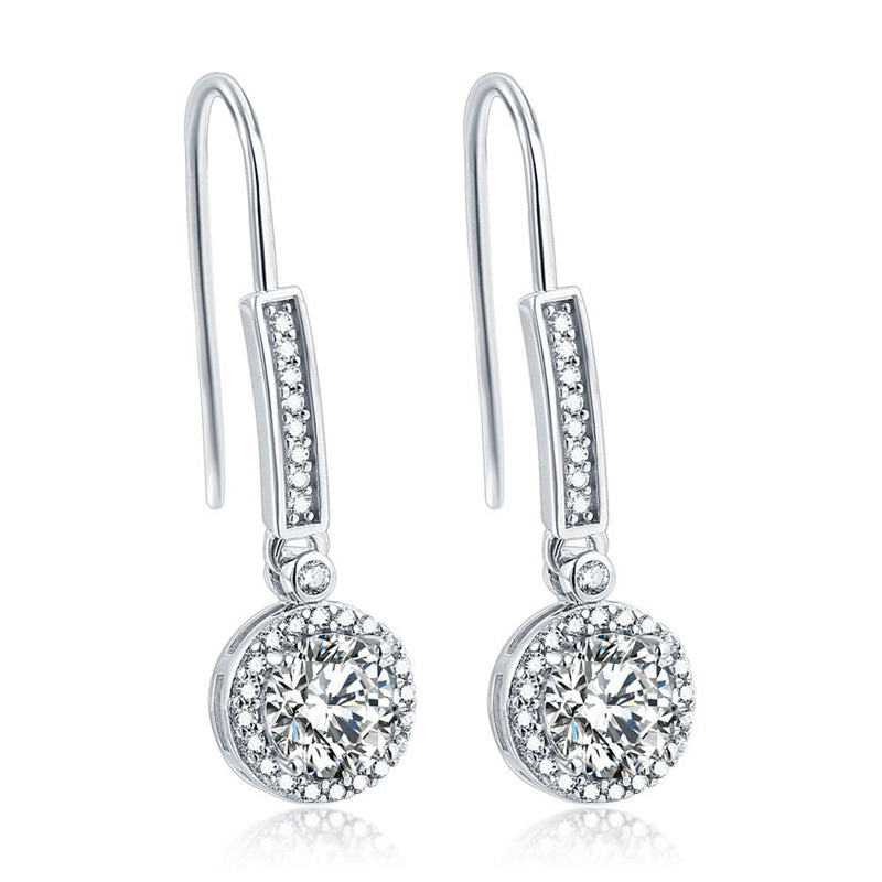 925 Sterling Silver Round Zircon Stud Earrings – Elegant Birthstone Collection in White & Rose Gold