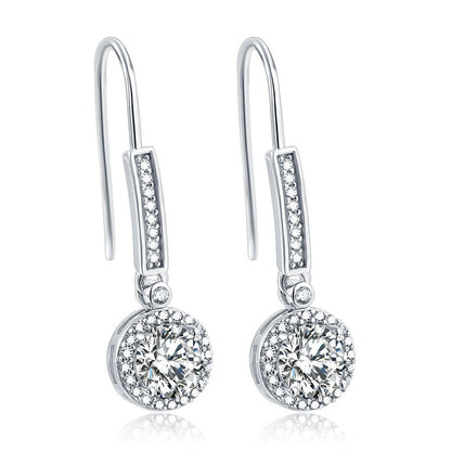 925 Sterling Silver Round Zircon Stud Earrings – Elegant Birthstone Collection in White & Rose Gold