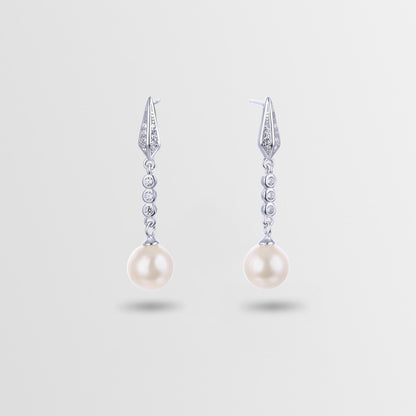 925 Sterling Silver Shell Pearl Drop Earrings-White & Red Geometric Korean Style Dangle Earrings for Women