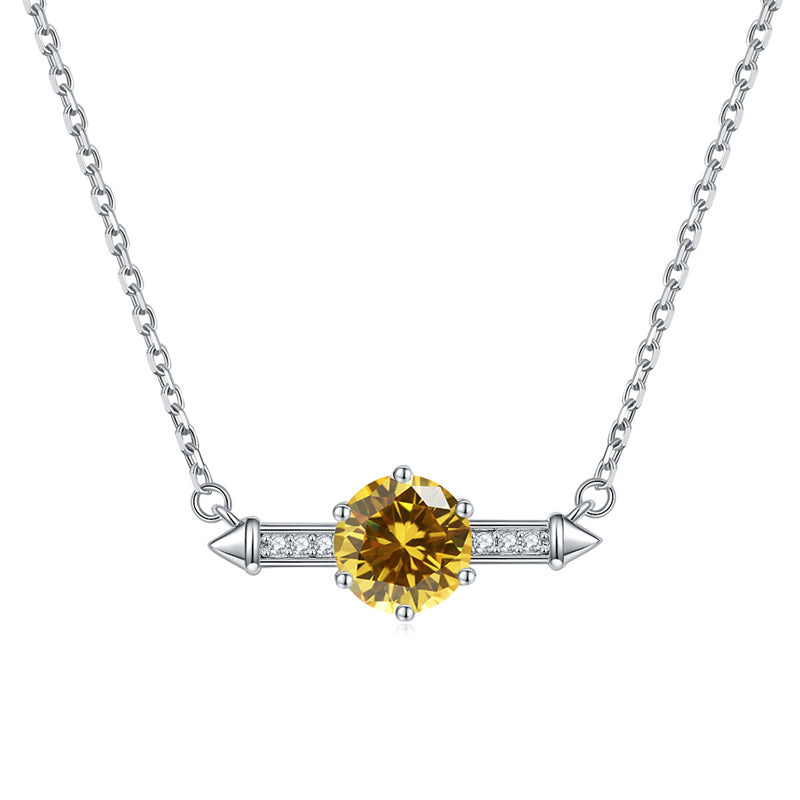 925 Sterling Silver Six-Prong Birthstone Necklace - Contemporary Geometric Pendant