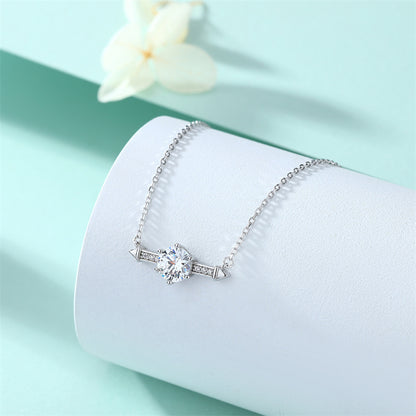 925 Sterling Silver Six-Prong Birthstone Necklace - Contemporary Geometric Pendant
