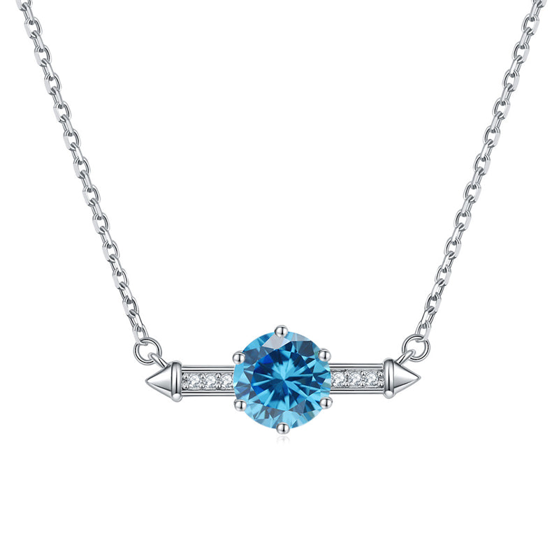 925 Sterling Silver Six-Prong Birthstone Necklace - Contemporary Geometric Pendant