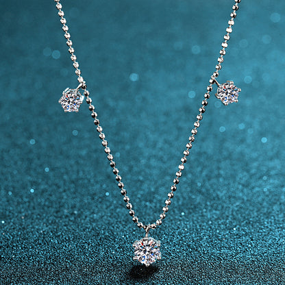 925 Sterling Silver Six-Prong Pendant Necklace - 3.2CT Moissanite Starry Sky Chain