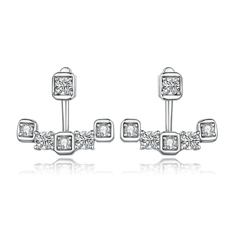 925 Sterling Silver Smile Tassel Earrings for Women Elegant Zircon Star Dangle Earrings White Gold Plated