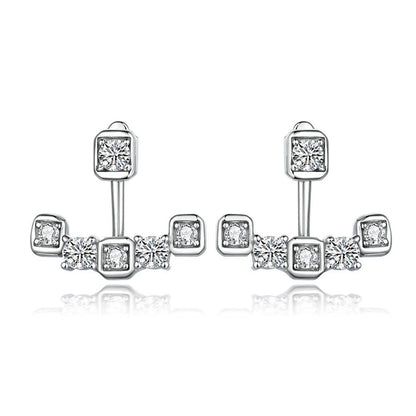 925 Sterling Silver Smile Tassel Earrings for Women Elegant Zircon Star Dangle Earrings White Gold Plated