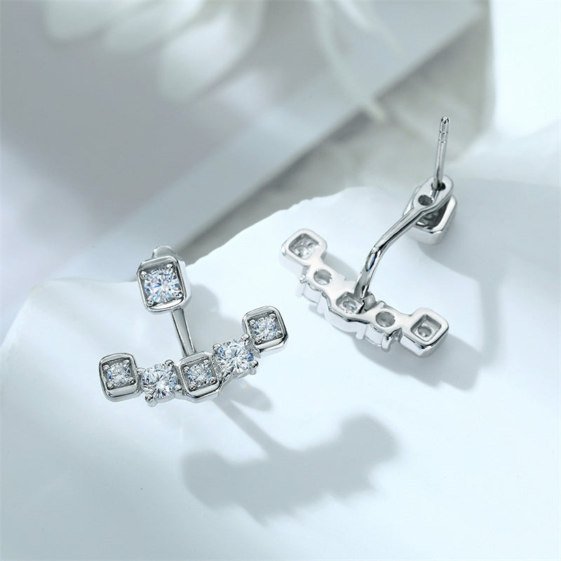 925 Sterling Silver Smile Tassel Earrings for Women Elegant Zircon Star Dangle Earrings White Gold Plated