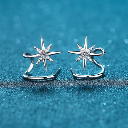 925 Sterling Silver Snowflake Hexagram Stud Earrings - 0.28ct Micro-Pave Moissanite