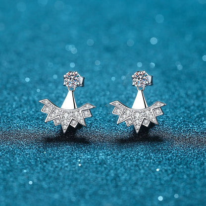 925 Sterling Silver Snowflake Moissanite Drop Earrings - 0.89CT with Lion Dance Motifs