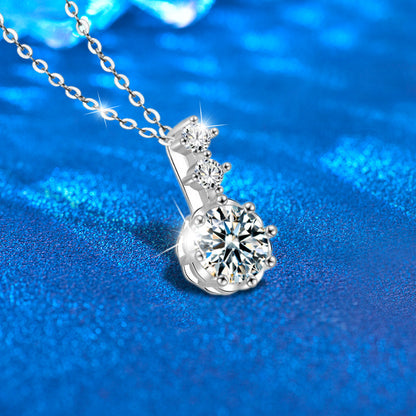 925 Sterling Silver Snowflake Pendant Necklace with 1ct Moissanite & Double Cross Chain - Rhodium Plated Women's Office Jewelry
