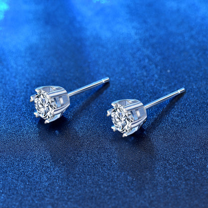 925 Sterling Silver Snowflake Star Stud Earrings with 0.5ct or 1ct White Moissanite Rhodium Plated Minimalist Elegant for Women