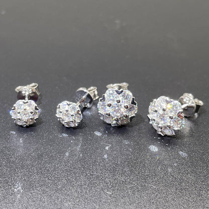 925 Sterling Silver Snowflake Stud Earrings - 0.48ct/1.6ct Moissanite Grape-Inspired Everyday Jewelry