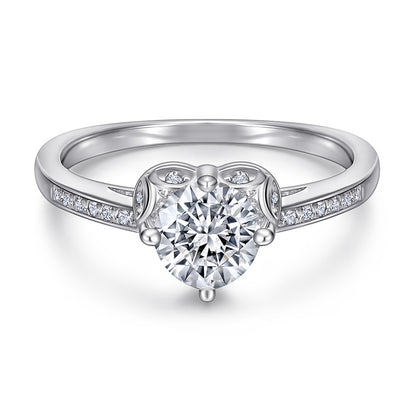 925 Sterling Silver Solitaire Zircon Ring - Minimalist Heart-Shaped Engagement Jewelry