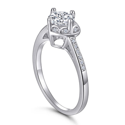 925 Sterling Silver Solitaire Zircon Ring - Minimalist Heart-Shaped Engagement Jewelry