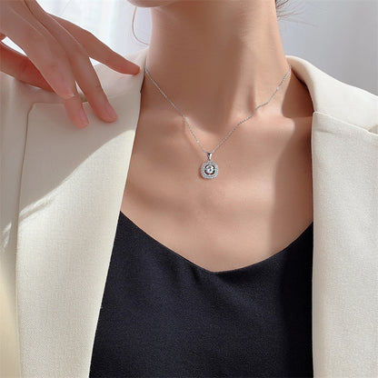 925 Sterling Silver Square Birthstone Necklace - Modern Colorful Pendant